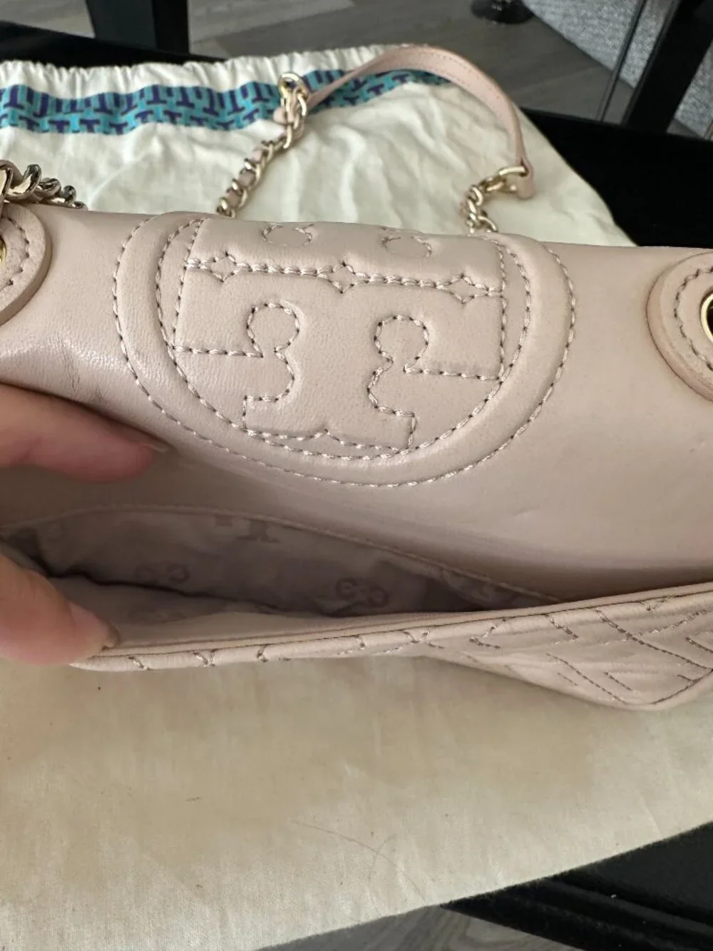 DOLCE & GABBANA Sicily Bag Pink Dauphine Leather Two-Way Shoulder Handbag Used